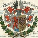 Herb Lwówka Śląskiego z 1501 roku nadany przez Władysława II Jagiellończyka na pocztówce z XX wieku